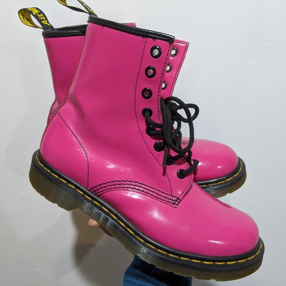 Dr. Martens Kids Bright Pink Lace-Up Boots